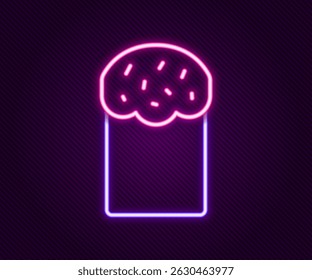 Glowing neon line Easter cake icon isolated on black background. Happy Easter. Colorful outline concept. Vector