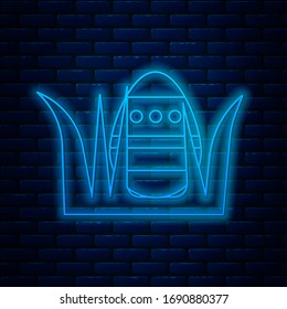 Icono de huevo de Pascua brillante aislado en fondo de pared de ladrillo.Feliz Pascua. Ilustración vectorial