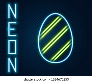 Glowing neon line Easter egg icon isolated on black background. Happy Easter. Colorful outline concept. Vector Illustration