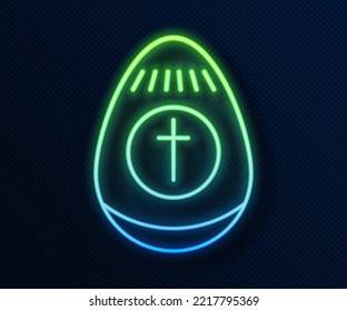 Icono de huevo de pascua de neón brillante aislado en fondo azul. Feliz Pascua.  Ilustración vectorial