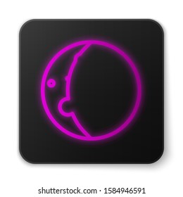 Glowing neon line Eclipse of the sun icon isolated on white background. Total sonar eclipse. Black square button. Vector Illustration