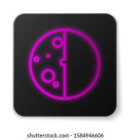 Glowing neon line Eclipse of the sun icon isolated on white background. Total sonar eclipse. Black square button. Vector Illustration