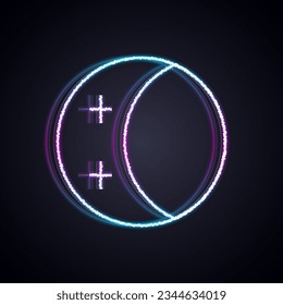 Glowing neon line Eclipse of the sun icon isolated on black background. Total sonar eclipse.  Vector
