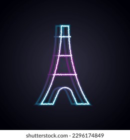 Glowing neon line Eiffel tower icon isolated on black background. France Paris landmark symbol.  Vector