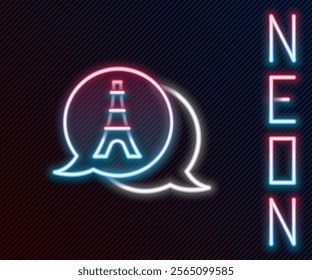 Glowing neon line Eiffel tower icon isolated on black background. France Paris landmark symbol. Colorful outline concept. Vector