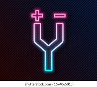 Glowing neon line Electric cable icon isolated on black background.  Vector Illustration