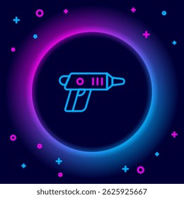Glowing neon line Electric cordless screwdriver icon isolated on black background. Electric drill machine. Repair tool. Colorful outline concept. Vector