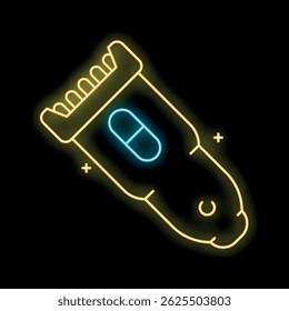 Glowing neon line electric hair clipper or shaver icon isolated on black background. Barbershop symbol. Vector illustration