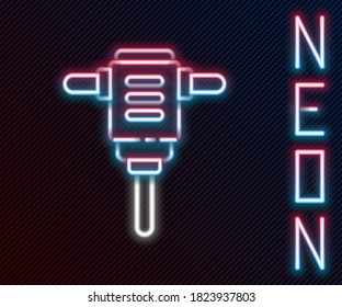 Glowing neon line Electric rotary hammer drill machine icon isolated on black background. Working tool for construction, finishing, repair work. Colorful outline concept. Vector Illustration