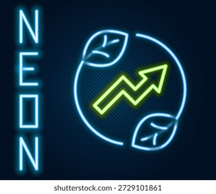 Glowing neon line Electric saving plug in leaf icon isolated on black background. Save energy electricity. Environmental protection. Bio energy. Colorful outline concept. Vector