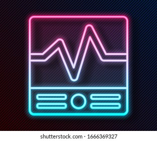 Glowing neon line Electrical measuring instruments icon isolated on black background. Analog devices. Electrical appliances.  Vector Illustration