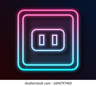 Glühende Neonline Elektrische Steckdose Symbol einzeln auf schwarzem Hintergrund. Netzstecker. Rosette Symbol. Vektorillustration-Illustration