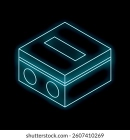 Glowing neon line electrical outlet on the wall icon isolated on black background. Power symbol. Vector illustration