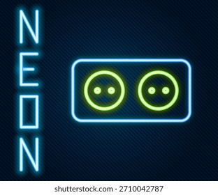 Glowing neon line Electrical outlet icon isolated on black background. Power socket. Rosette symbol. Colorful outline concept. Vector Illustration