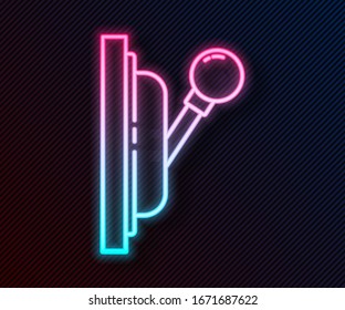 Glowing neon line Electrical panel icon isolated on black background. Switch lever.  Vector Illustration
