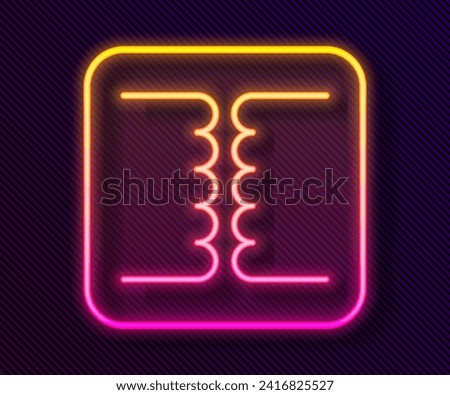 Glowing neon line Electrical transformer icon isolated on black background.  Vector