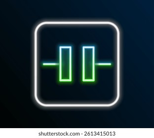 Glowing neon line Electrolytic capacitor icon isolated on black background. Colorful outline concept. Vector