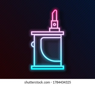 Glühende Neon-line-Symbol für elektronische Zigaretten einzeln auf schwarzem Hintergrund. Antiquitätenrauchwerkzeug. Vaporizer-Gerät.  Vektorgrafik