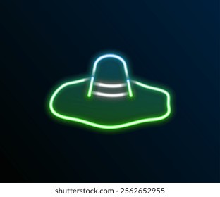 Glowing neon line Elegant women hat icon isolated on black background. Colorful outline concept. Vector