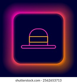 Glowing neon line Elegant women hat icon isolated on black background. Colorful outline concept. Vector