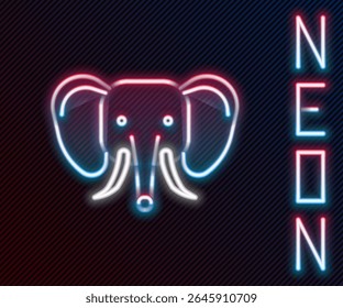 Glowing neon line Elephant icon isolated on black background. Colorful outline concept. Vector