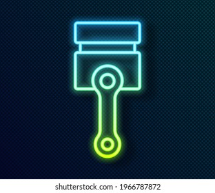 Glowing neon line Engine piston icon isolated on black background. Car engine piston sign.  Vector
