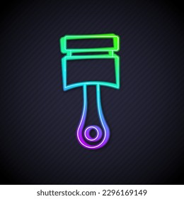 Glowing neon line Engine piston icon isolated on black background. Car engine piston sign.  Vector
