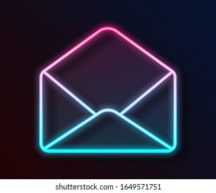 Glowing neon line Envelope icon isolated on black background. Email message letter symbol.  Vector Illustration