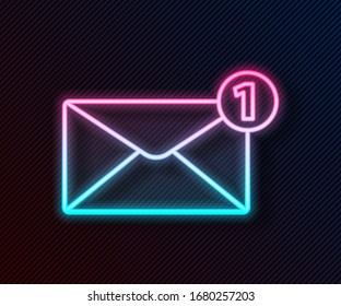 Glowing neon line Envelope icon isolated on black background. Received message concept. New, email incoming message, sms. Mail delivery service.  Vector Illustration