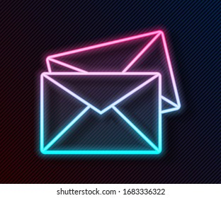 Glowing neon line Envelope icon isolated on black background. Email message letter symbol.  Vector Illustration
