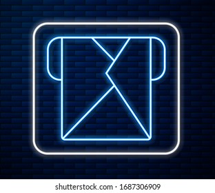 Glowing neon line Envelope icon isolated on brick wall background. Email message letter symbol.  Vector Illustration