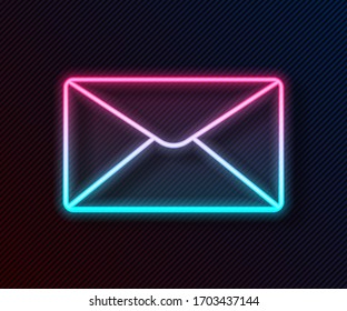 Glowing neon line Envelope icon isolated on black background. Email message letter symbol.  Vector Illustration