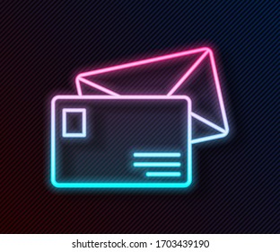 Glowing neon line Envelope icon isolated on black background. Email message letter symbol.  Vector Illustration