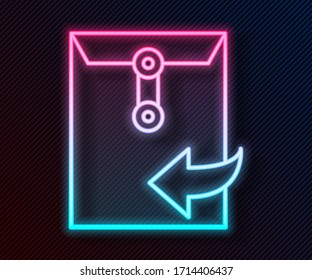 Glowing neon line Envelope icon isolated on black background. Received message concept. New, email incoming message, sms. Mail delivery service.  Vector Illustration