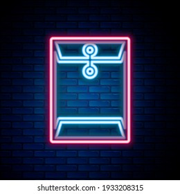 Línea de neón brillante Icono sobre aislado en el fondo de pared de ladrillo. Símbolo de la carta de correo electrónico. Concepto de esquema colorido. Vector