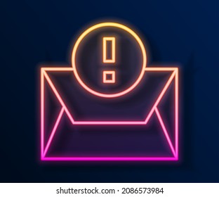 Glühendes Neonline-Umschlag Symbol einzeln auf schwarzem Hintergrund. Konzept der empfangenen Nachricht. Neu, E-Mail eingehende Nachricht, sms. Postzustellung  Vektorgrafik