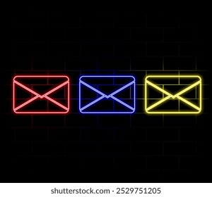 Glowing neon line Envelope icon isolated on black background. Email message letter symbol. Vector Illustration.