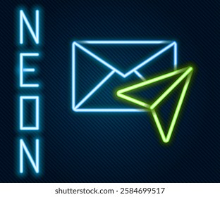 Glowing neon line Envelope icon isolated on black background. Email message letter symbol. Colorful outline concept. Vector Illustration