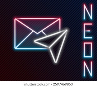 Glowing neon line Envelope icon isolated on black background. Email message letter symbol. Colorful outline concept. Vector Illustration