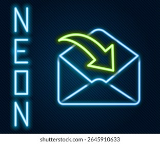 Glowing neon line Envelope icon isolated on black background. Received message concept. New, email incoming message, sms. Mail delivery service. Colorful outline concept. Vector Illustration