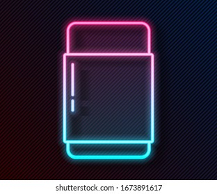 Glowing neon line Eraser or rubber icon isolated on black background.  Vector Illustration