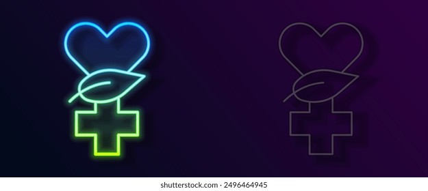 Glowing neon line Ethnoscience icon isolated on black background. Gardening, ethnoscience and organic concept.  Vector