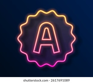 Glowing neon line Exam sheet with A plus grade icon isolated on black background. Test paper, exam, or survey concept. School test or exam.  Vector