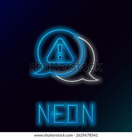 Glowing neon line Exclamation mark in triangle icon isolated on black background. Hazard warning sign, careful, attention, danger warning sign. Colorful outline concept. Vector