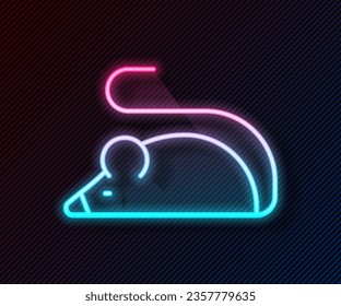 Glowing neon line Experimental mouse icon isolated on black background.  Vector