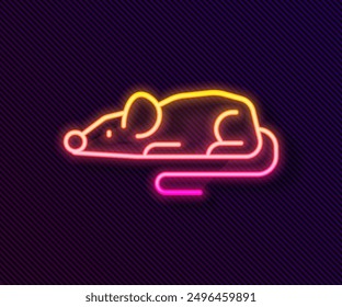 Glowing neon line Experimental mouse icon isolated on black background.  Vector