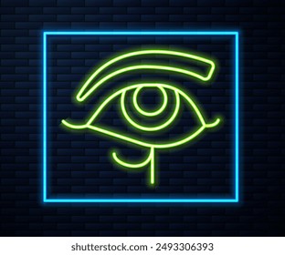 Icono de Ojo de Horus aislado en el fondo de la pared de ladrillo. La diosa egipcia Wedjet símbolo de protección, poder real y buena salud.  Vector