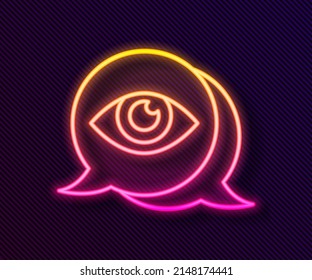 Glowing neon line Eye scan icon isolated on black background. Scanning eye. Security check symbol. Cyber eye sign.  Vector