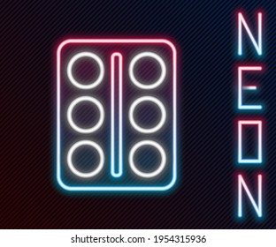 Glowing neon line Eye shadow palette with brush icon isolated on black background. Colorful outline concept. Vector Illustration