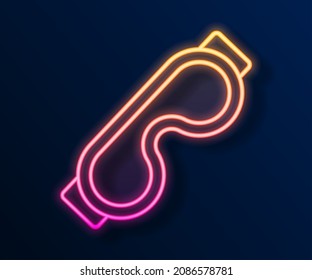 Glowing neon line Eye sleep mask icon isolated on black background. Sleeping mask.  Vector